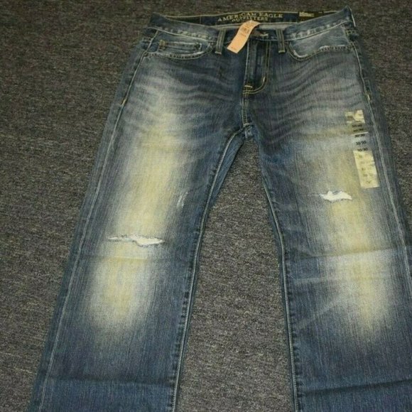 AEO Mens Original Boot Destroyed Jean - Med Wash No. 3690- 30" Inseam - NWT - Picture 7 of 8